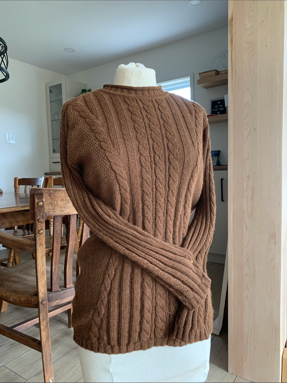 Classic Cable Crewneck Sweater in Chestnut Brown